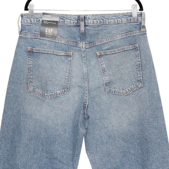 GAP Barrel Jeans Medium Indigo Denim Size 14 / 32 NWT - Picture 6 of 8